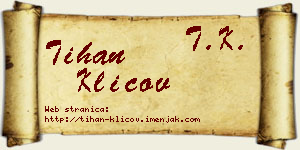 Tihan Klicov vizit kartica
